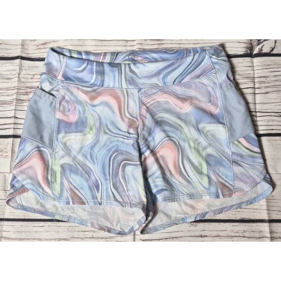 Athleta Girl Sz XL (14) Record Breaker 3” Running Short Blue/Pink Swirl Pattern - Picture 1 of 9